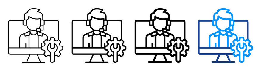 It Support Icon Different Style Outline Collection Set