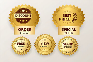 set of golden sale labels