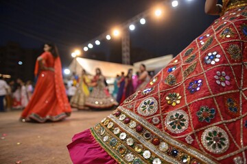 Traditional Gragra coli fabric in Navratri attire