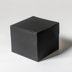 A simple black square box with a lid, suitable for storage or gifting.
