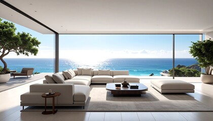 Fototapeta premium Modern coastal living room (3)