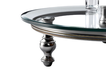 Elegant silver and glass side table with ornate pedestal legs, perfect for luxury decor