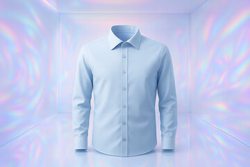 Trendy Blue Shirt Fashion Mockup with Glowing Background