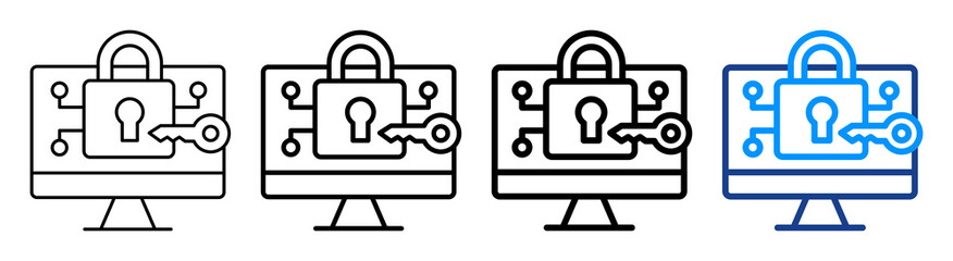 Digital Access Icon Different Style Outline Collection Set