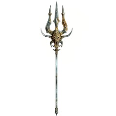 A decorative trident with an ornate design, likely used in fantasy or mythology contexts.