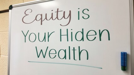 Inspirational Quote on Whiteboard about Equity as Hidden Wealth in a Classroom or Office Setting