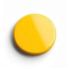 A glossy yellow circular object, possibly a button or paint sample, on a white background.