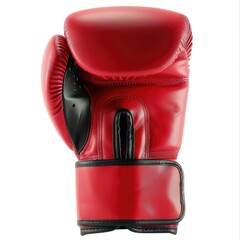 A red boxing glove designed for training and competition in the sport of boxing.