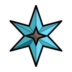 Geometric six pointed star with blue and brown tones