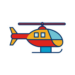 Colorful cartoon helicopter icon with red yellow and blue colors