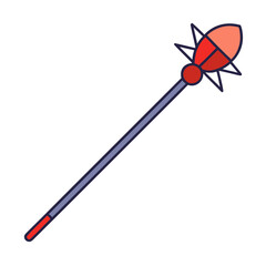 Stylized magical staff with red and orange orb head