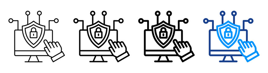 Obraz premium Digital Security Icon Different Style Outline Collection Set