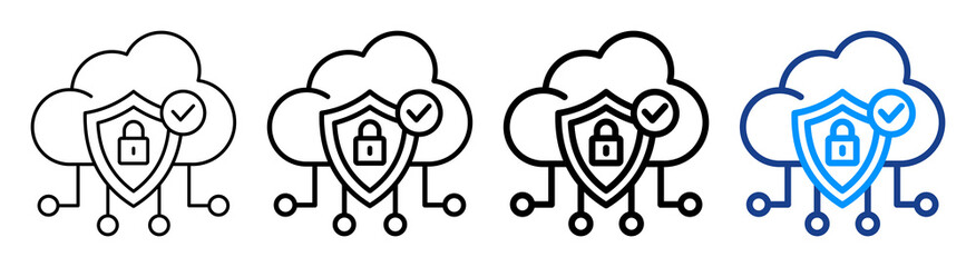 Cloud Security Icon Different Style Outline Collection Set
