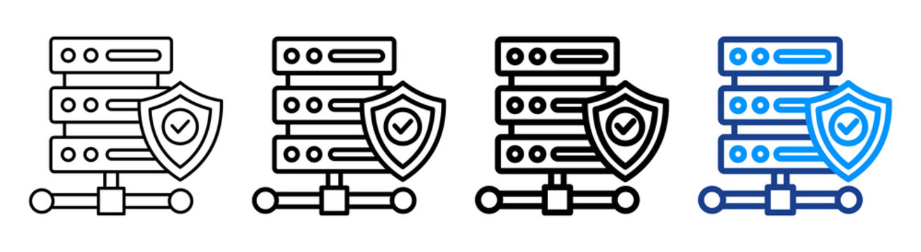Secure Server Icon Different Style Outline Collection Set