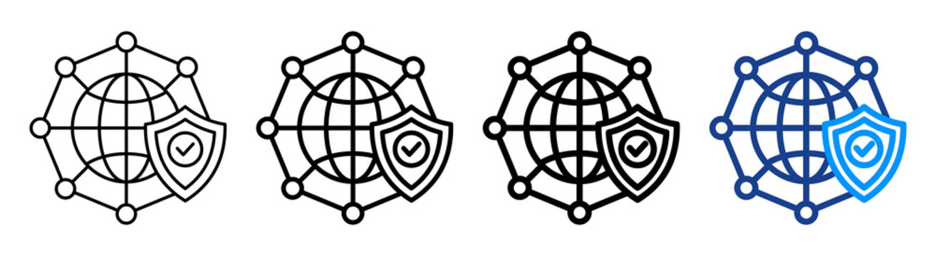 Secure Network Icon Different Style Outline Collection Set
