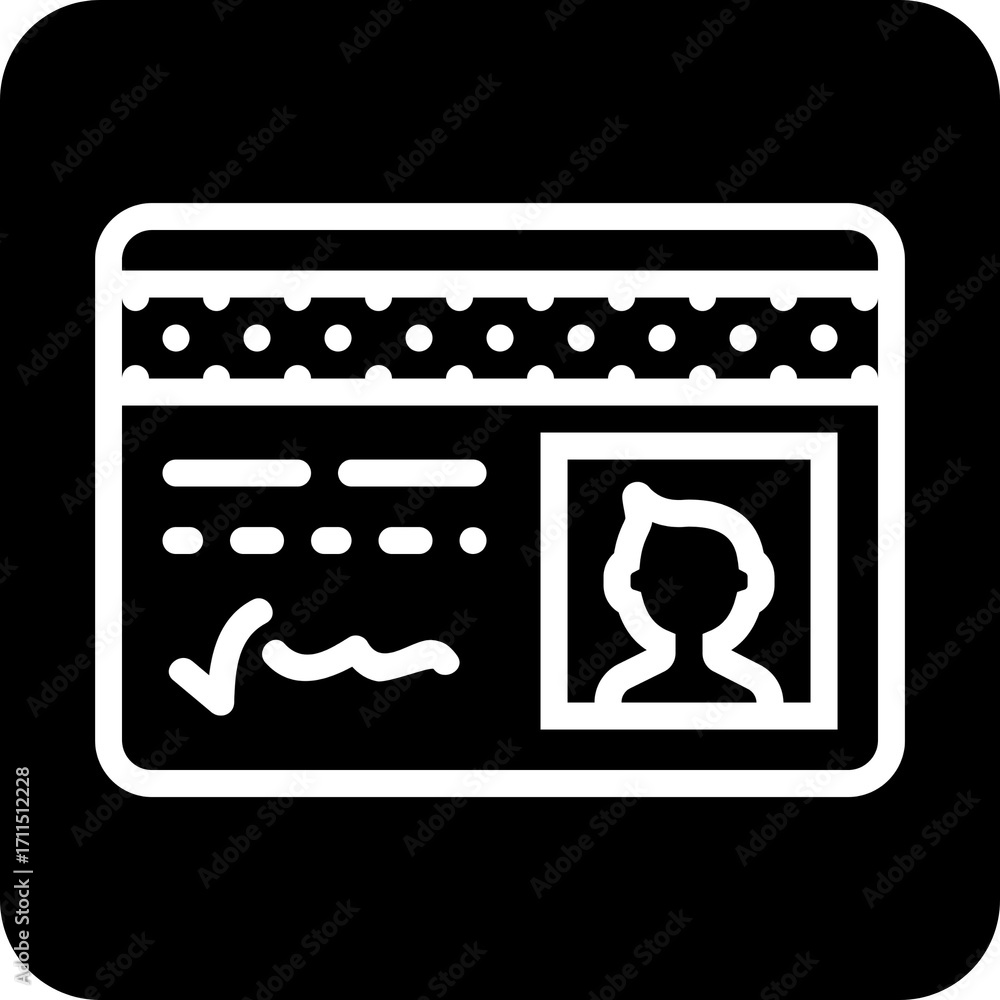 Poster simple filled id card icon for user profile and account