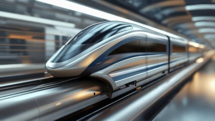 Sleek, futuristic train entering a modern station