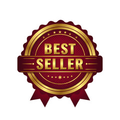 Golden 'Best Seller' Award Badge with Red Banner