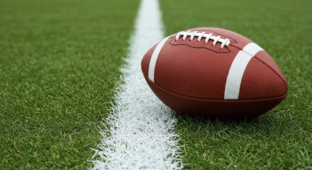 American football on green field