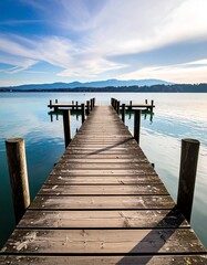 Obraz premium Tranquil lake dock