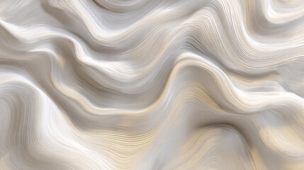 Fototapeta premium Minimal abstract surface with fluid wavy lines in soft cream and muted gray colors, seamless high resolution texture 