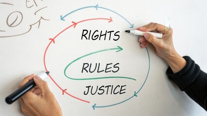 Conceptual Framework of Rights, Rules, and Justice in a Circular Diagram for Social Justice Advocacy
