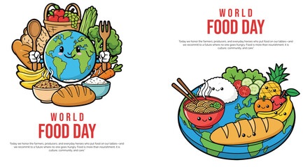 World Food Day Poster with Healthy Organic Food Illustration