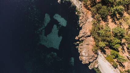 Coastline aerial ocean view of Metchosin, British Columbia