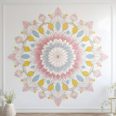 Modern floral decorative mandala on white background