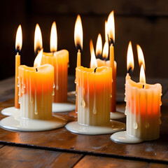Burning candles dripping wax
