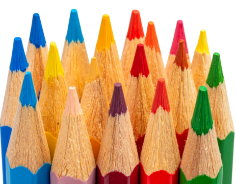 Artfully Arranged Colored Pencils Isolated on Transparent Background PNG