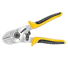 Obraz premium Yellow and black handled bolt cutters tool cutting isolated on a transparent background