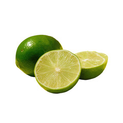 Fresh limes, whole and sliced, vibrant green