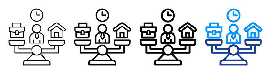 Work Life Balance Icon Different Style Outline Collection Set