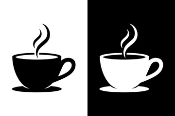 Black Coffee Cup Silhouette Icon. Minimal Vector for Drinks and Cafes