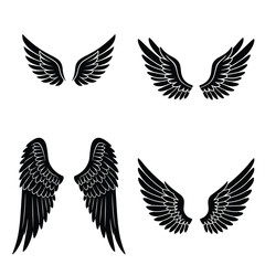 Obraz premium angel wings vector icon set, black color and white background