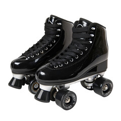 Black roller skates isolated on transparent background