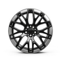 Obraz premium A sleek, modern alloy wheel designed for vehicles, showcasing a stylish multi-spoke pattern.