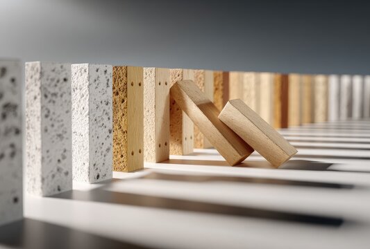 Falling domino, disrupting line of others