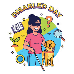 International Day of People With Disability Concept, Disability People Illustration