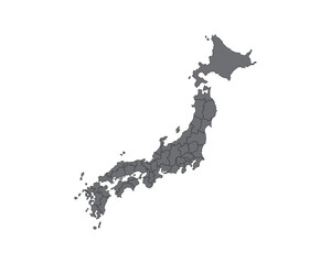 Japan Map Grey Political Map