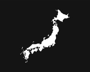 White Japan Map on Black Background