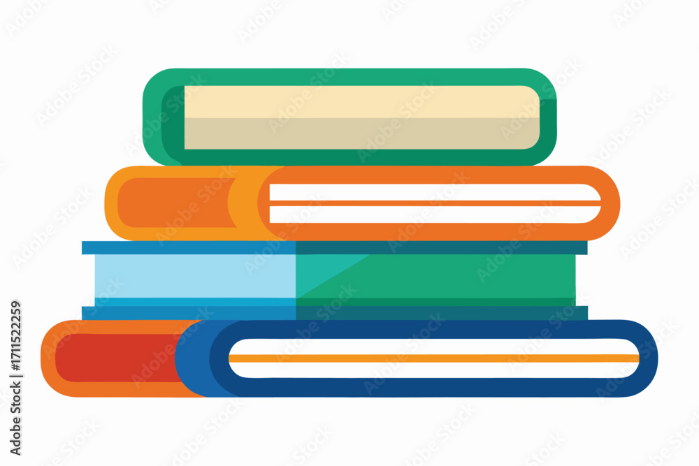 Poster colorful stacked books representing learning and knowledge in a study environment