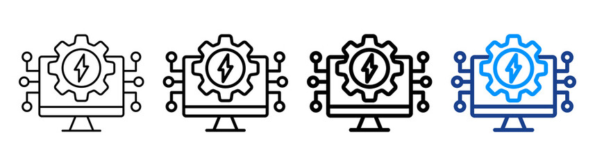 Tech Power Icon Different Style Outline Collection Set