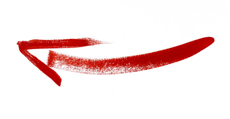 A red arrow marker is isolated on a transparent background. Hand-drawn red arrow icon.