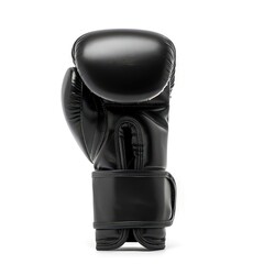 A black boxing glove designed for training and competition.