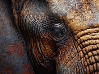 Fototapeta premium Premium Close-Up Elephant Skin Texture with Wrinkled Detail Authentic Natural Aging for Inspiring Marketing Content and Social Media Campaigns