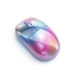 A sleek, iridescent computer mouse showcasing modern design and vibrant colors.