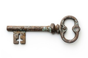 An old, weathered key with a decorative handle, symbolizing access and security.