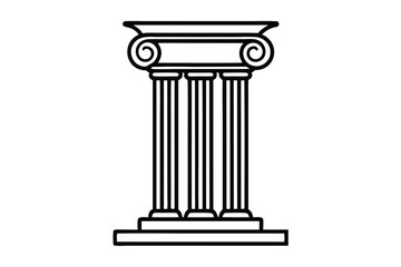 Obraz premium Classic Greek column design in black and white line art showing intricate details and a solid base